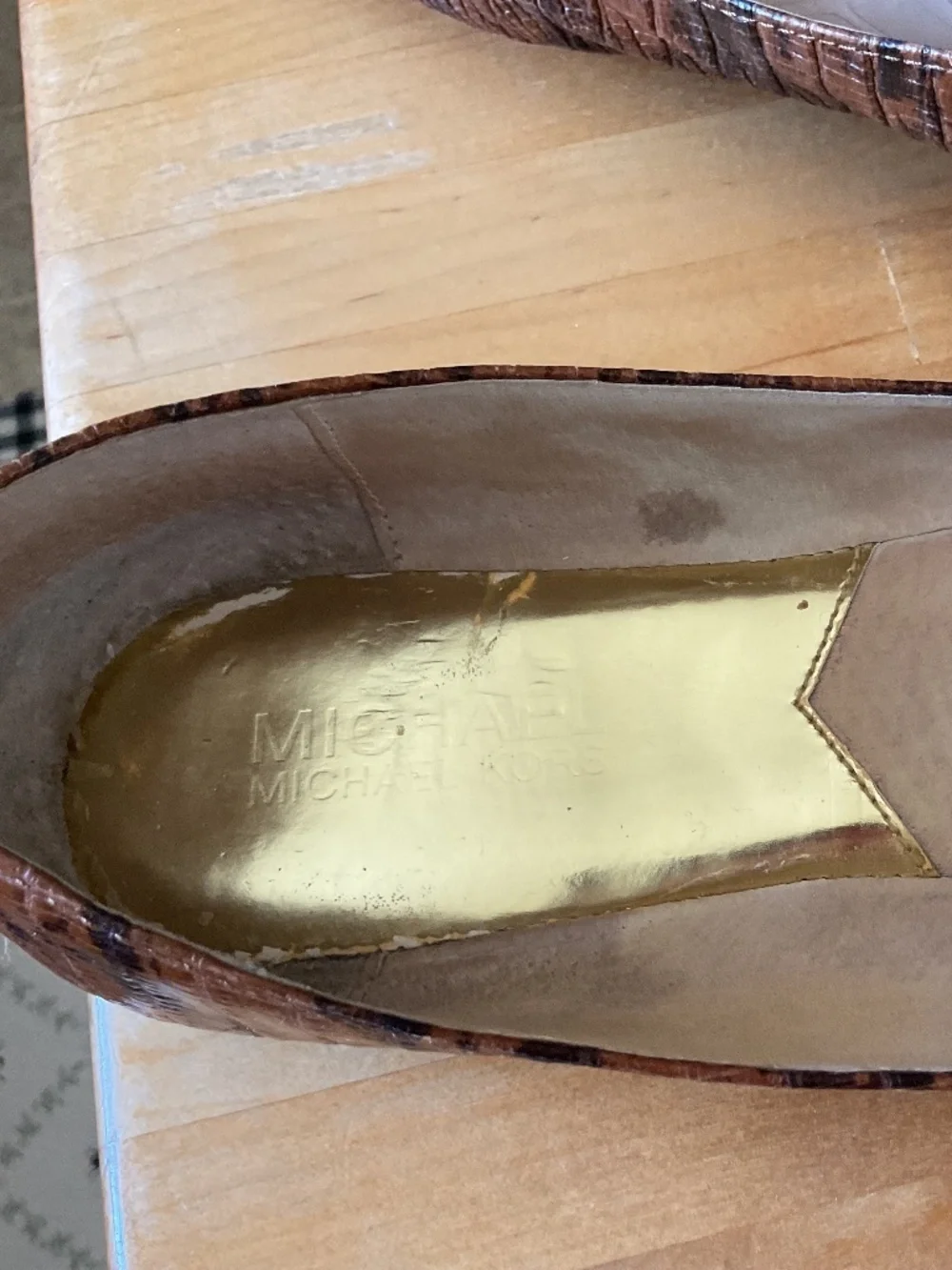 MICHAEL KORS Brown Leather Big BUKLE Woman Flat Shoes Size US 8.5